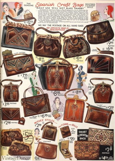 Vintage Bag Pattern, 20’s Style, Decorative Hair Combs, Bag Styles, Tooled Leather Bag, Tooled Leather Purse, Vintage Leather Bag, Handbag Heaven, Vintage Tattoo