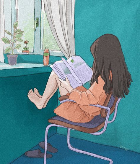 Lofi on Behance A Girl, Reading, Anime