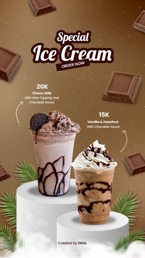 Iced Coffee Poster Design, Dessert Poster Design, Minuman Starbucks, Drink Menu Design, Coffee Poster Design, Ice Cream Smoothie, Podium Design, Ice Cream Shake, Ice Cream Poster