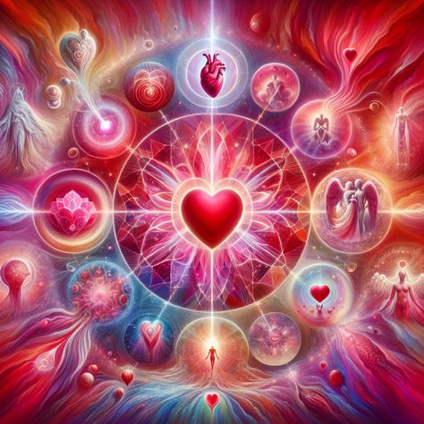 Experience the essence of love, exuding compassion, warmth, & unity. A radiant heart sits at the center, enveloped in vibrant hues of red, pink, & white signifying passion, tenderness, & purity. Find love, link in profile. #Love #Unity #Compassion #Passion #Purity #RadiantHeart