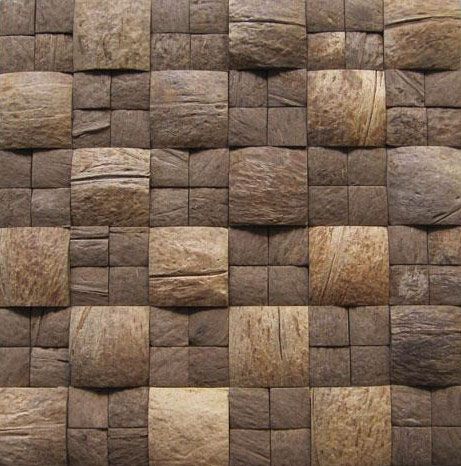 Coconut shell mosaic Coconut Design, Studio Soundproofing, Acoustic Diffuser, Wood Wall Tiles, Wood Floor Texture, Foliage Arrangements, Coconut Shell Crafts, Bamboo Decor, Shell Mosaic