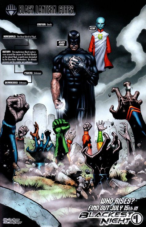 Black Hand Black Lantern Corps, Lantern Corps, Green Lantern Corps, Univers Dc, Black Lantern, Dc Villains, Arte Dc Comics, Marvel Vs Dc, Blackest Night