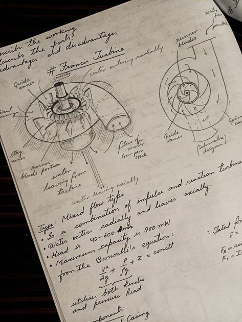 Messy Notes, Francis Turbine, Engineering Notes, Schematic Diagram, Schematic Drawing, Handwriting Examples, Pretty Handwriting, Fluid Mechanics, Physics And Mathematics