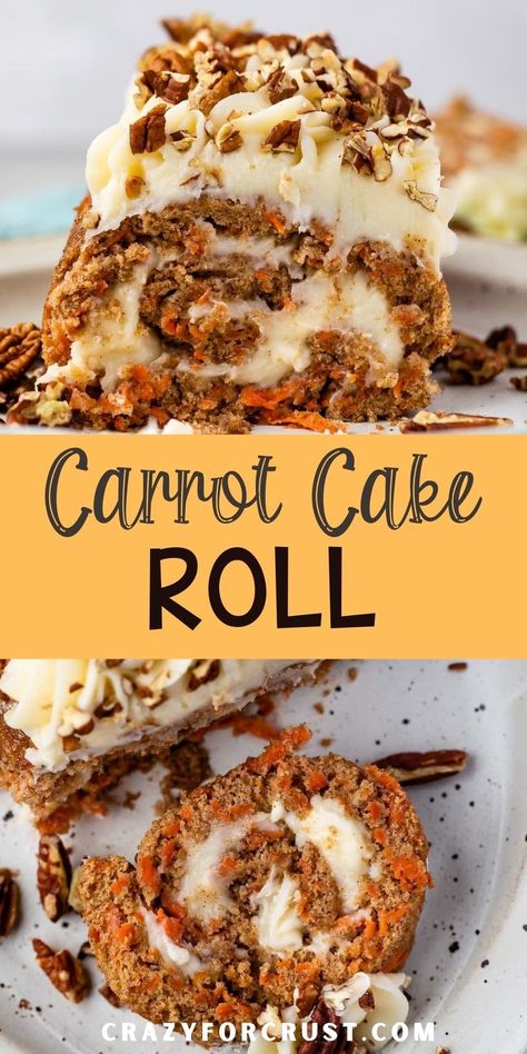 Learn how to make a Carrot Cake Roll - a roll cake that's carrot cake with cream cheese frosting! Carrot Cake Roll Recipe, Recipes Carrot Cake, Carrot Cake Roll, Recipe For Carrot Cake, Scrumdiddlyumptious Recipes, Best Carrot Cake Recipe, The Best Carrot Cake, Fresh Carrots, Carrot Spice Cake