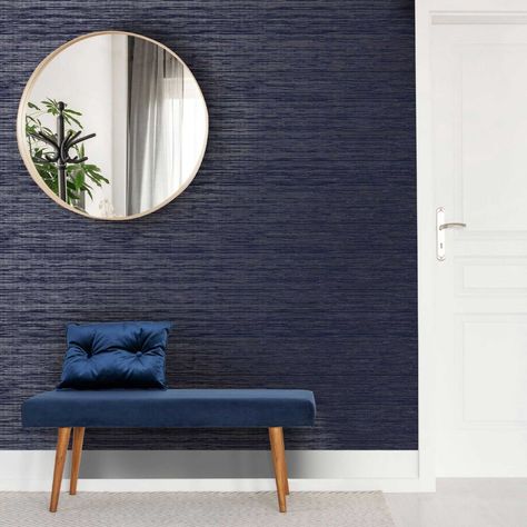 Gilded Texture Sapphire Wallpaper | Boutique Heavyweight Vinyl | Wallpaper It Blue Wallpaper Living Room, Blue Wallpaper Bedroom, Maximalist Office, Blue Grey Wallpaper, Dining Room Accent Wall, Room Accent Wall, Cloth Design, Navy Wallpaper, Accent Wall Bedroom