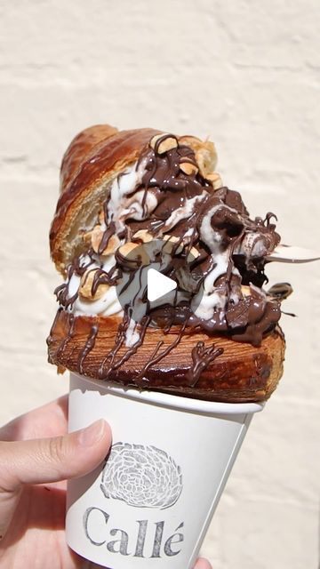 Croissant Ice Cream Cone, Croissant Ice Cream Sandwich, Croissant Shop, Croissant Ice Cream, Brunch Croissant, Dessert Cones, Croissant Bakery, Food Truck Desserts, Crepe Shop