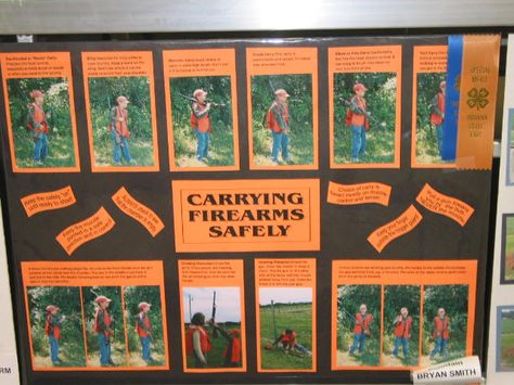 Carrying Firearms Safely Poster Skeet Shooting Party, Sports Poster Ideas, 4-h Poster Ideas, 4h Fair, Tri Fold Poster, Kids Sports Party, 4 H Club, Running Posters, Posters Ideas