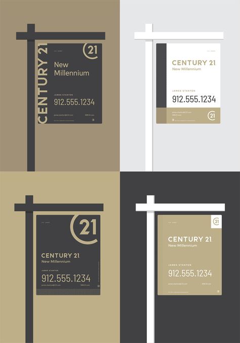 New Logo and Identity for Century 21 Real Estate Yard Signs, Getting Into Real Estate, Century 21 Real Estate, Real Estate Sign Design, Real Estate Signs, Real Estates Design, Collateral Design, Real Estate Logo Design, Cold Calling