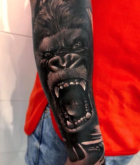 Gorrila Tattoos Men, Gorilla Tattoo Design, Jungle Tattoo, Tattoo Font For Men, Best Pickup Truck, Animal Sleeve Tattoo, Gorilla Tattoo, Tattoos For Black Skin, Tattoo Font