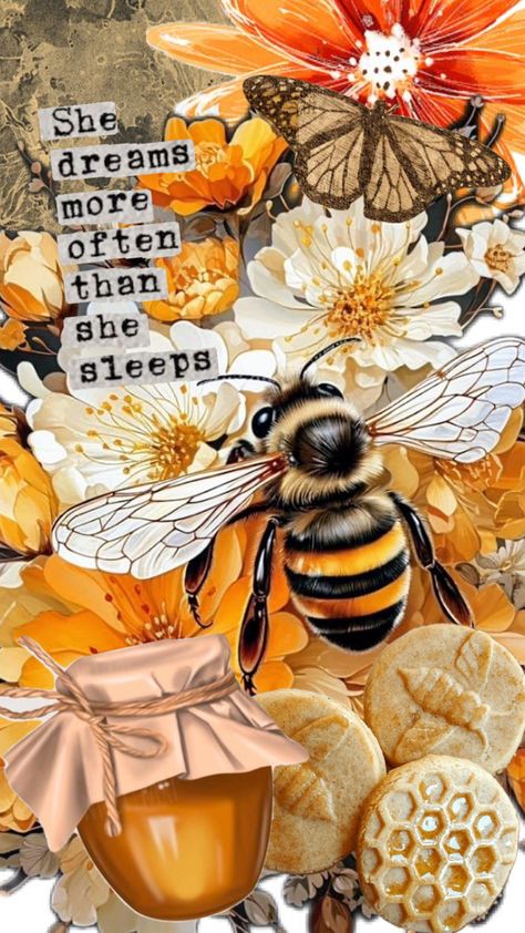 Honeybee Aesthetic Wallpaper, Honeybee Aesthetic, Aesthetic Wallpaper, Aesthetic Wallpapers, Honey, Bee, Collage, Quick Saves