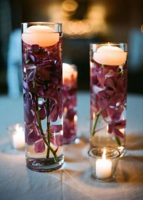 Plum Wedding Centerpieces, Plum Wedding Decorations, Maroon Wedding Colors, Diy Wedding Lighting, Burgundy Wedding Centerpieces, Wedding Burgundy, Plum Wedding, Candle Wedding Centerpieces, Maroon Wedding