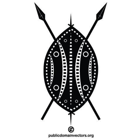 African Shields Design, African Shield Tattoo, African Spear Tattoo, Zulu Shield Tattoo, African Warrior Tattoo For Men, Zulu Warrior Tattoo, Simba Logo, Masai Art, Ndebele Art