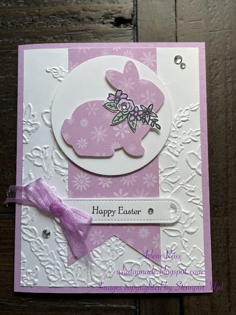 Simple Easter Cards Handmade, Su Easter Cards 2024, Homemade Easter Cards Ideas, Easter Treat Ideas To Sell, Simple Easter Cards To Make, Easter Bunny Punch Stampin Up Cards, Easter Cards Homemade, Stampin Up Easter Bunny Stamp Set, Stampin Up Easter Cards Ideas