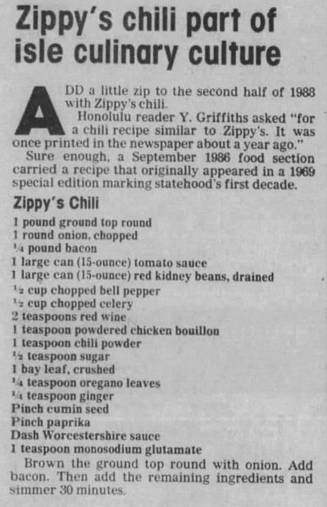 Ikea Recipes, Zippys Chili Recipe, Captain Crunch Chicken, Chili Recipe Stovetop, Hawaii Recipes, Hawaiian Desserts, Healthy Food Alternatives, Cafeteria Food, Recipes Chili