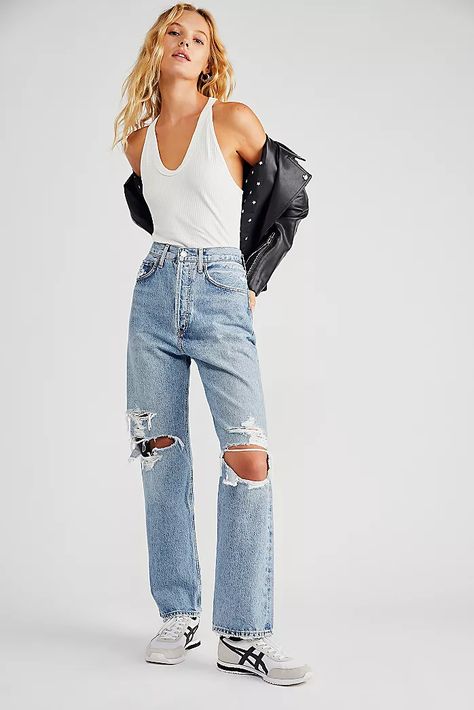 Top Rated Apparel, Accessories & More | Free People 90s Jeans Outfit, Agolde 90s Jeans, Jeans Free People, Agolde Jeans, 90s Jeans, All Jeans, Bohemian Clothes, Premium Denim, Maternity Fashion