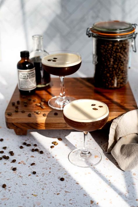 Espresso Martini Mocktail (Virgin Espresso Martini) Virgin Martini, Espresso Mocktini, Virgin Espresso Martini, Expresso Martinis, Tini Bit Older Espresso Martini Party, Esspresso Martini, Espresso Martini Aesthetic, Espresso Martini Girl Aesthetic, Aesthetic Espresso Martini