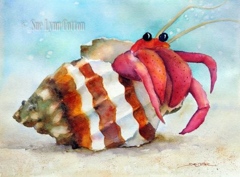 Crustaceans Art, Sealife Watercolor, Under The Sea Drawings, Crab Cartoon, Crab Painting, Lobster Art, Sea Drawing, Sea Creatures Art, Crab Art