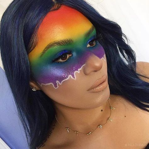 Rude Cosmetics💋💄 (@rudecosmetics) | Twitter Pride Month Makeup, Pride Looks, Media Makeup, Pride Makeup, Face Art Makeup, Face Paint Makeup, Pride Support, Halloween Makeup Inspiration, Rainbow Makeup