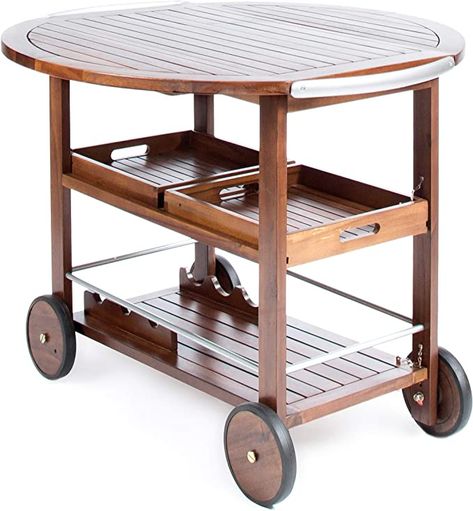 Amazon.com: Christopher Knight Home Tillary Tiller Indoor/Outdoor Acacia Wood Bar Cart Aluminum Accents, Dark Oak/Shiny Powder Coating : Patio, Lawn & Garden Classic Bar Cart, Outdoor Wood Bar, Wooden Bar Cart, Wood Bar Cart, Outdoor Patio Bar, Rolling Kitchen Island, Kitchen Roll, Farmhouse Cottage, Christopher Knight