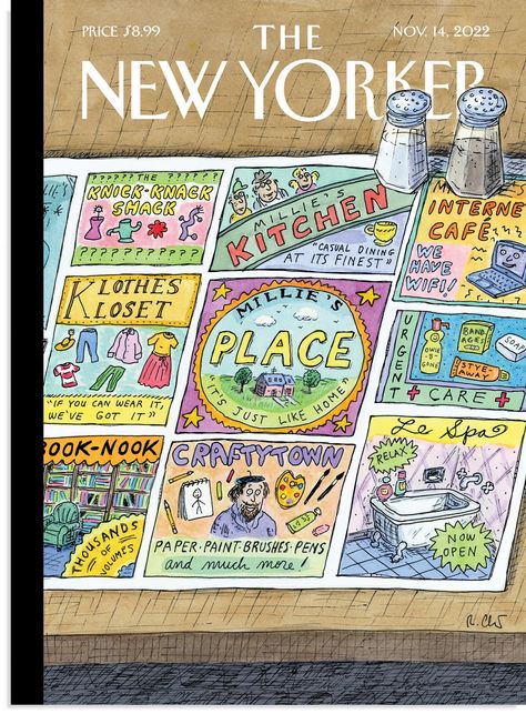 The New Yorker November, New Yorker November, Roz Chast, New Yorker Covers, Casual Dining, Print Magazine, Book Nooks, The New Yorker, Popular Culture