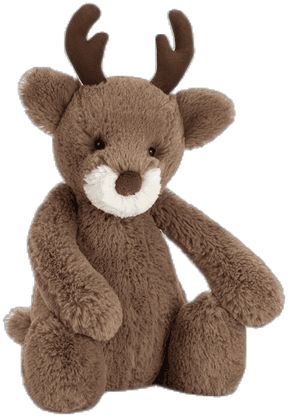 This adorable stuffed reindeer from Jellycat might not be pulling Santa's sleigh, but he's sure to provide your little one with plenty of snuggles! Designed with comfort and safety in mind, this soft little guy is ready to brave the cold and go on all sorts of adventures. #giftsforkids #christmas #holiday #reindeer #jellycat #kidstoys #toys Reindeer Jellycat, Stuffed Reindeer, Stuff Animals, Santa's Sleigh, Santa Sleigh, Go On, Stuffed Animals, Plush Toy, Little One