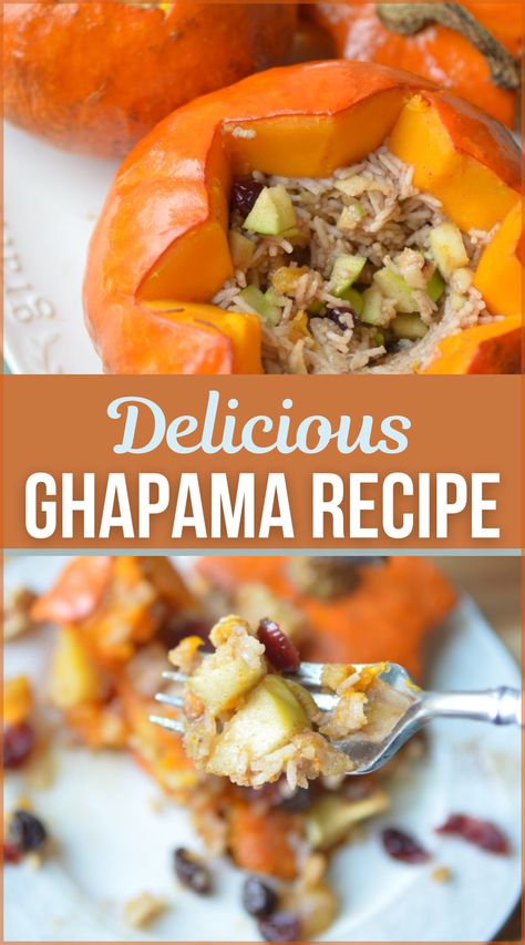 Armenian Ghapama Recipe Armenian Pumpkin Rice, Ghapama Recipe, Pumpkin Dish, Pumpkin Rice, Armenian Food, Stuffed Pumpkin, Pumpkin Dishes, Armenian Recipes, Diced Apples