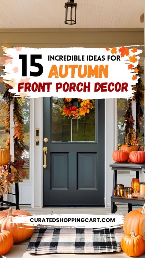 Discover 15 unique & charming fall front porch decor ideas to make your home the coziest on the block.Embrace the season with creative, rustic & cozy fall decor that transforms your space. Fall porch decor, autumn decorating ideas, cozy fall porch, rustic autumn decor, fall front porch inspiration, seasonal decorations, autumn home decor, fall porch decorating ideas, fall porch, fall porch ideas, fall porch signs, fall porch leaners, fall porch decorating ides front doors, fall porch decor ideas Fall Leaves Garland Front Porch, Fall Decor Ideas For Outside Front Porch, Fall Porch Leaners, Fall Deck Decorating Ideas, Fall Porch Decorating Ideas, Fall Porch Ideas, Fall Porch Decor Ideas, Porch Fall Decor, Porch Leaners