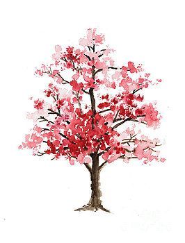 Cherry blossom tree minimalist watercolor painting by Joanna Szmerdt | Cherry blossom watercolor, Watercolor paintings for beginners, Tree watercolor painting Cherry Blossom Tree Tattoo, Blossom Tree Tattoo, Cherry Blossom Watercolor, Cherry Blossom Painting, Paintings Ideas, Simple Watercolor, Minimalist Watercolor, Paintings Watercolor, Watercolor Paintings For Beginners