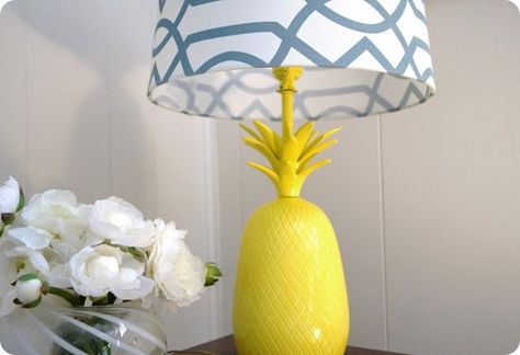 Bright Yellow Pineapple Table Lamp Pineapple Table, Pineapple Lamp, Don't Disturb, Diy Project Ideas, Yellow Pineapple, Lamp Makeover, Yellow Bedroom, Grey Bedroom, Beige Walls