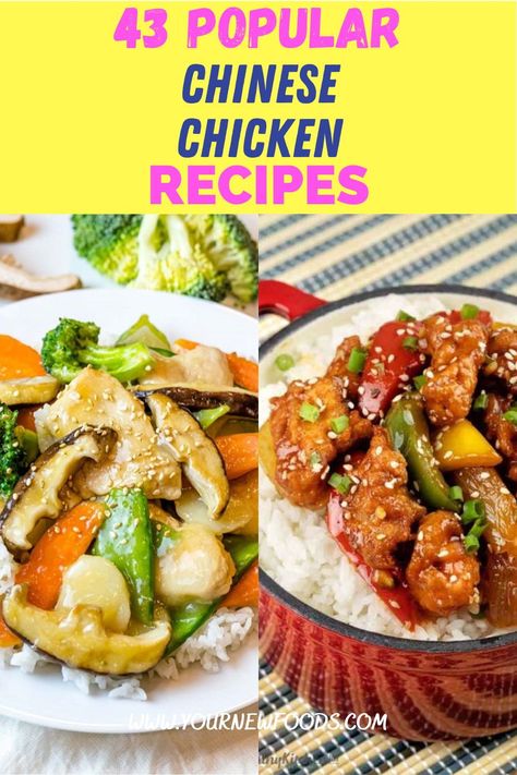 We all love Chinese food. And it’s not hard to see why. It’s tasty, and exotic, and the flavors are out-of-this-world. Do you wonder how to make your favorite Chinese chicken recipes? Well, no need to wonder anymore! At Your New Foods, we have put together this collection of 43 Chinese chicken recipes with step-by-step instructions. Enjoy your favorite Chinese food recipes with chicken as well as find new recipes to try. Chinese Recipes Chicken, Chinese Chicken Salad Recipe, Chinese Chicken Recipes, Recipes With Chicken And Peppers, Homemade Chinese Food, Best Chinese Food, Chinese Chicken, Chinese Cooking Recipes, Easy Chinese Recipes