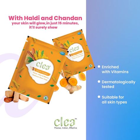 Revitalize your skin in just 15 minutes with Clea Haldi and Chandan face sheet mask - get ready to glow from the inside out. #clea #haldi #Chandan #face #mask #facesheetmask #softskin #glow #revitalizing Face Sheet Mask, Sheet Mask, Skin So Soft, 15 Minutes, Get Ready, Your Skin, Inside Out, Face Mask, Mask