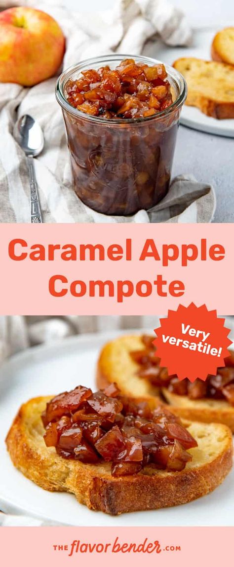 Spiced Apple Sauce Recipes, Apple Caramel Pie Filling, Caramel Apple Compote, Apple Pie Compote, Apple Confit, Caramel Jelly, Fruit Compote Recipe, Caramel Apple Filling, Apple Compote Recipe