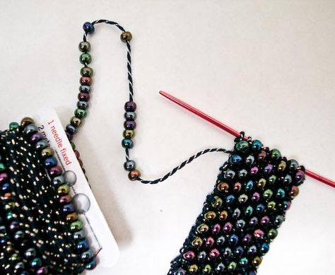 I've been doing a lot of bead crochet lately while developing some class ideas for this summer and realized that I haven't done any bead kni... Beaded Knitting, Bead Knitting, Crochet Beading, Bead Knit, Knit Bracelet, Crochet Beaded Bracelets, Knit Jewelry, Bead Crochet Patterns, Bead Crochet Rope