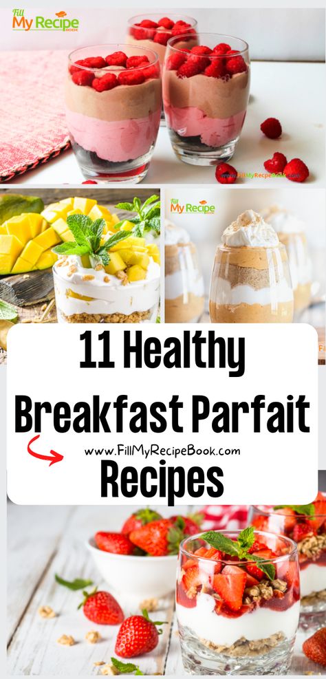 11 Healthy Breakfast Parfait Recipes ideas. Make ahead Greek yogurt or cheese cake with granola and fruit, a dessert kids will love to eat. Brunch Trifle Breakfast Parfait, Healthy Yogurt Parfait Breakfast, Healthy Breakfast With Fruit, Fruit For Breakfast Ideas, Breakfast Fruit Ideas, Breakfast Greek Yogurt, Weekly Dinner Plan, Breakfast Parfait Recipes, Healthy Yogurt Parfait