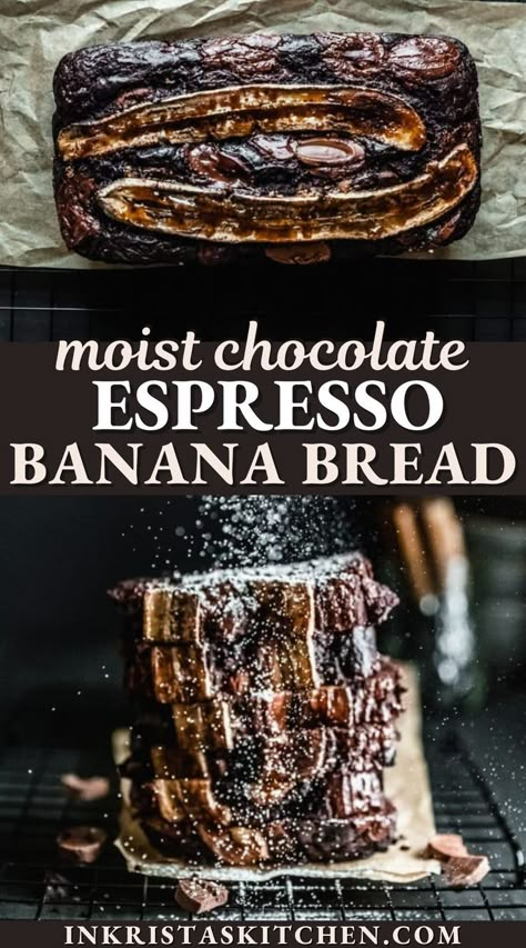 Espresso Banana Bread, Coffee Banana Bread, Healthy Chocolate Banana, Chocolate Banana Bread Recipe, Recipes Using Bananas, Banana Bread Loaf, Chocolate Banana Cake, Espresso Recipes, Breakfast Bread Recipes