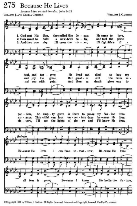 Because He Lives Sheet Music, This Is Gospel Lyrics, Gospel Song Lyrics, Old Hymns, Christian Hymns, Hymn Sheet Music, Hymn Music, Christian Lyrics, Worship Lyrics