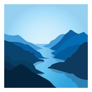 #landscape #illustration #mountains #river #blue Monochromatic Painting, Monochromatic Art, River Blue, Posca Art, Minimalist Landscape, 수채화 그림, Small Canvas Art, Landscape Illustration, Abstract Nature