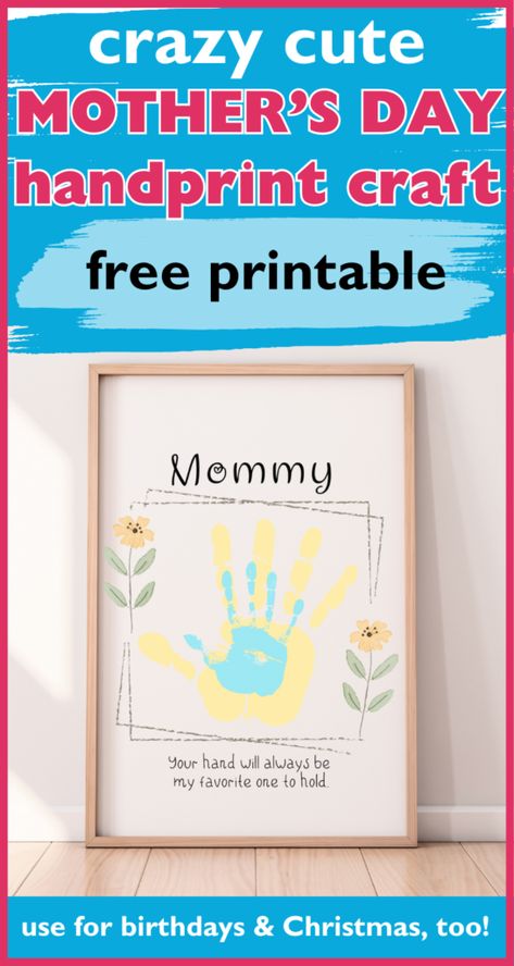 If you're looking for the perfect gift for Mom - for her birthday, Mother's Day, Christmas, - any occasion at all - come grab this handprint free printable to showcases little hands and Mommy's special relationship with her babies! See an easy and perfectly sweet way to show some love from the kids - babies, toddlers, preschoolers, kindergarteners & on! Great Mother's Day craft - free printable gift for mom! Mom And Me Handprint Craft, Diy Birthday For Mom, Easy Mothers Day Crafts For Toddlers, Homemade Kids Gifts, Happy Birthday Mommy, Baby Handprint Crafts, Free Birthday Gifts, Mom Birthday Crafts, Easy Mother's Day Crafts