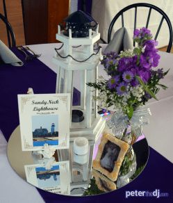 Lighthouse Theme Wedding, Lighthouse Wedding Theme, Lighthouse Theme, Cape Cod Lighthouses, Wedding Reception Tables Centerpieces, Lighthouse Wedding, Table Centerpiece Decorations, Wedding Anniversary Celebration, 25th Wedding Anniversary