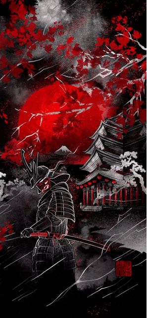 Guerriero Samurai, Japanese Art Samurai, Japanese Wallpaper Iphone, Red And Black Wallpaper, Samurai Wallpaper, Japanese Pop Art, Samurai Anime, Anime Lock Screen Wallpapers, Dark Fantasy Artwork