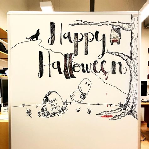 decoration, illustration, classroom, scary, art, ideas, DIY, school decoration Halloween Whiteboard Ideas, Whiteboard Halloween Art, Dry Erase Board Ideas Art Halloween, Dry Erase Halloween Art, Cute White Board Ideas Drawings, Halloween White Board Ideas, Halloween Whiteboard Art Classroom, Halloween Whiteboard Art, Whiteboard Drawing Ideas