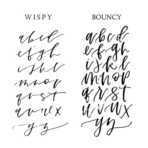 Bouncy Calligraphy, Brush Lettering Tutorial, Boarders Designs For Projects, Hand Lettering Alphabet Fonts, Handwriting Practice Paper, Calligraphy Fonts Alphabet, Print Handwriting, Writing Fonts, Calligraphy Words