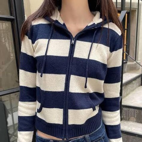 Brandy Melville Alana Wool Striped Zip Up Hoodie  ⋆... - Depop Brandy Melville Sweatshirt, Brandy Melville Zip Up, Brandy Melville Jacket, Thrift Ideas, Fall Closet, Movie Ideas, Slim Sweater, Outfit Formulas, 2020 Trends