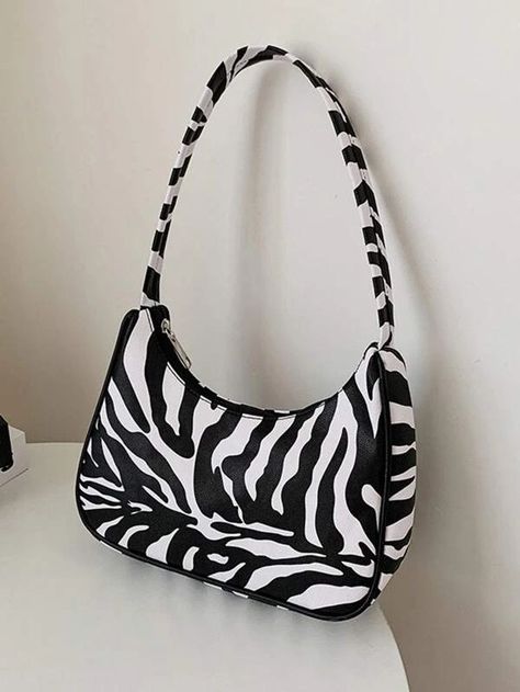 Zebra Print Accessories, Shein Bags, Zebra Bag, Zebra Print Bag, Fancy Bags, Baguette Bag, African Safari, Safari Animals, Shein Style