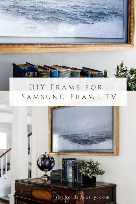 Let me show you how to save hundreds of dollars by creating a DIY frame for your Samsung Frame TV in this simple tutorial! How To Make A Frame For Samsung Tv, Diy The Frame Tv, Samsung Frame Tv Frames, Samsung Frame Tv Frame, Samsung Frame Tv Diy, Diy Frame For Frame Tv, Frame For Frame Tv, Samsung Frame Bezel, Frame Tv Frames