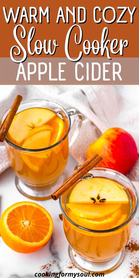 Warm up this fall with a delicious and cozy slow cooker apple cider. This recipe is made with a combination of gala and granny smith apples for the perfect balance between sweet and tart flavors, spiced with whole cinnamon and cloves for the perfect taste. Plus, it's easy to make and freezer friendly! Easy Apple Cider Recipe, Apple Cider Ingredients, Crockpot Apple Cider, Apple Cider Uses, Slow Cooker Apple Cider, Crock Pot Pulled Pork Recipe, Slow Cooker Apple, Apple Cider Recipe, Slow Cooker Apples