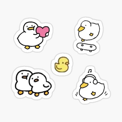 Cute Duck Stickers, Sticker Design Ideas, Simple Stickers, Duck Stickers, Tiny Stickers, Black And White Stickers, Cute Laptop Stickers, Iphone Case Stickers, Sticker Template