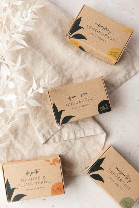 Soap Packaging Diy, Handmade Soap Packaging, Lemongrass Soap, Soap Packaging Design, Peppermint Soap, Kraft Packaging, Packaging Diy, Small Business Packaging Ideas, Handmade Soap Bar