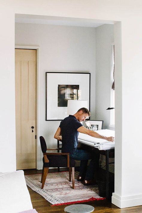 McAlpine House — Leslee Mitchell Photographer Home Office, Mcalpine House, Ikea Sheepskin, Restoration Hardware Sectional, Rug Ikea, Fire Stove, Vintage Armchair, Vintage Dining Table, Vintage Dining Chairs