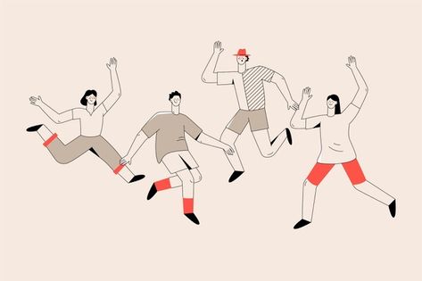 Jumping Illustration, Article Illustration, Running Illustration, People Hugging, Arrow Background, Friends Hugging, Fly Paper, Illustration Story, People Having Fun